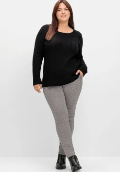 Schmale Hose mit Karomuster und Stretchbund