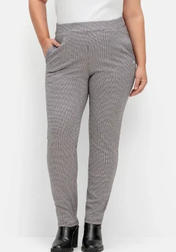 Schmale Hose mit Karomuster und Stretchbund