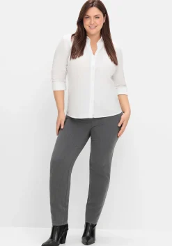 Schmale Hose mit Schlupfbund, in melierter Optik