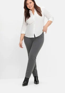 Schmale Hose mit Schlupfbund, in melierter Optik