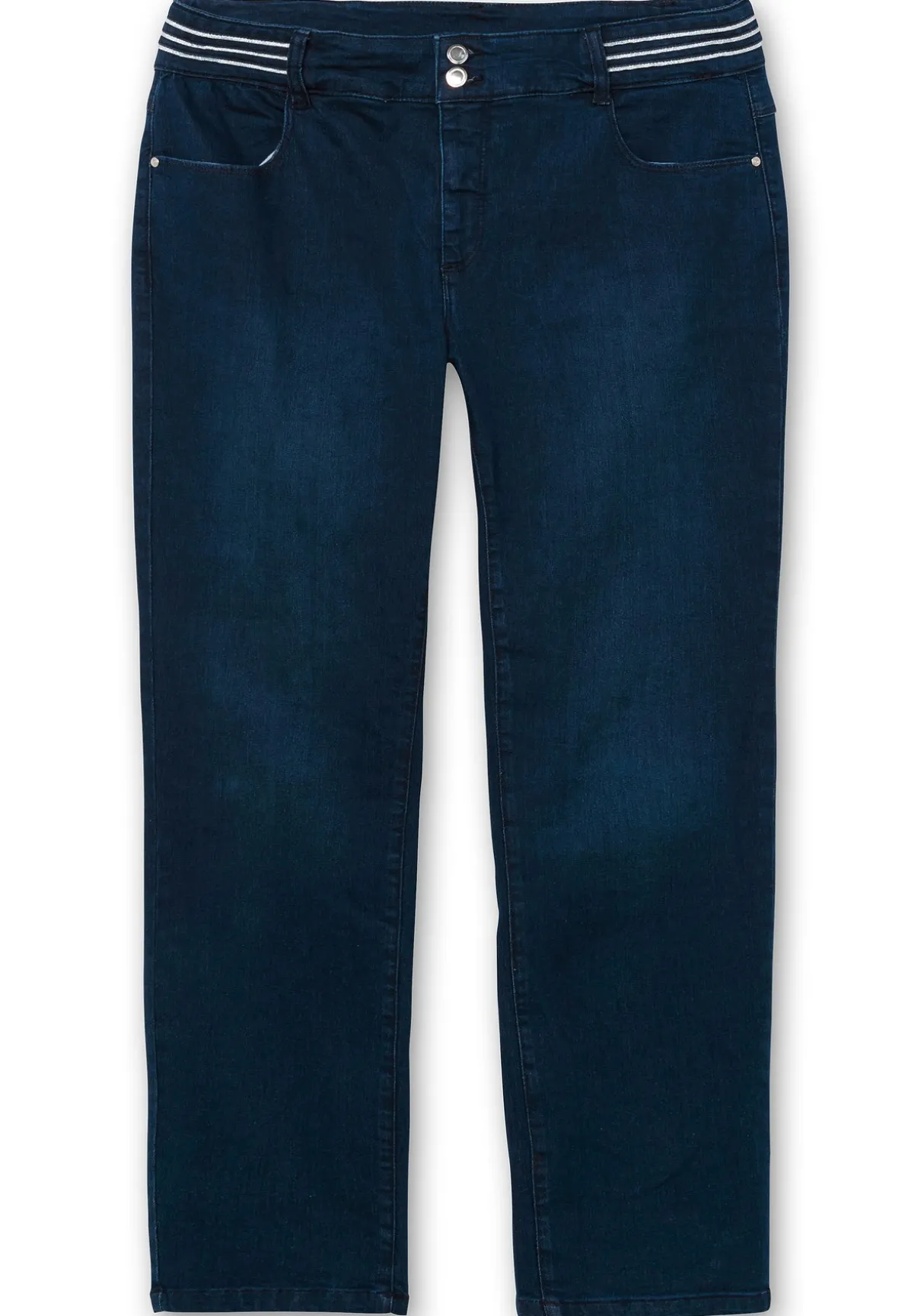 Schmale Jeans mit Glitzer-Zierband am Bund