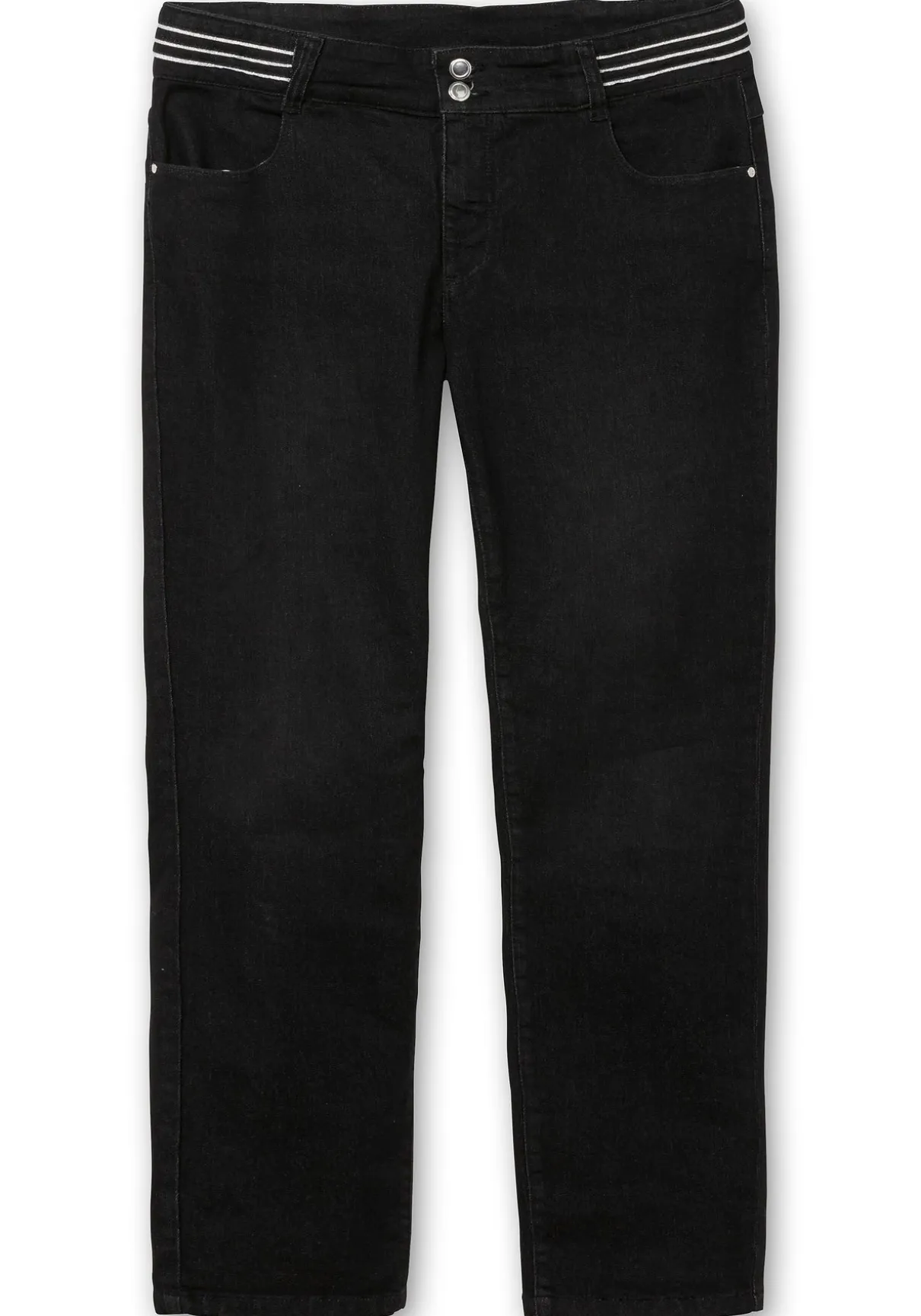 Schmale Jeans mit Glitzer-Zierband am Bund