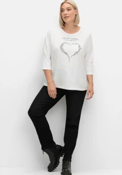 Schmale Jeans mit Glitzer-Zierband am Bund