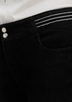 Schmale Jeans mit Glitzer-Zierband am Bund