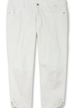 Schmale 7/8-Jeans mit Glitzersteinen am Saum