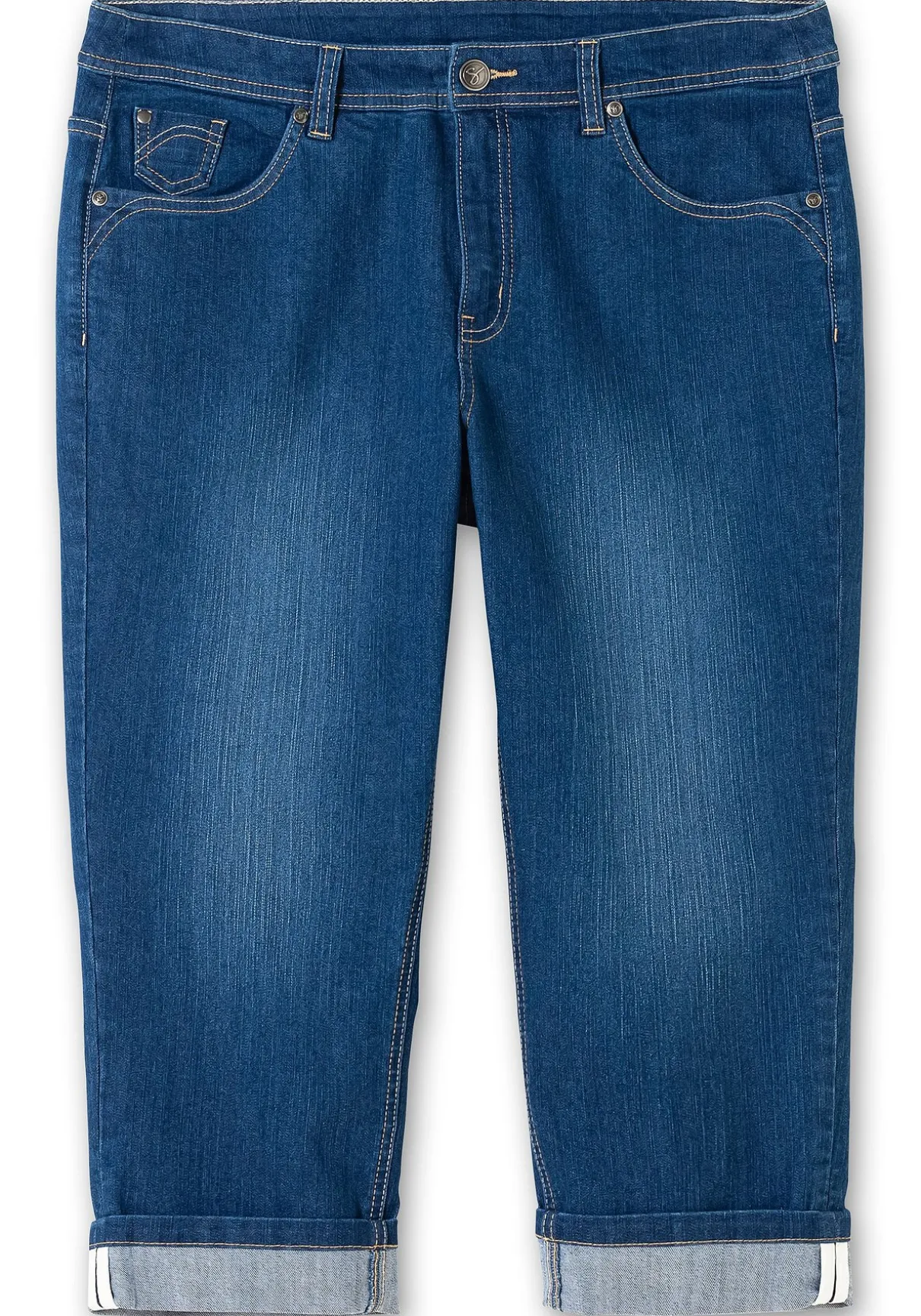 Schmale 7/8-Jeans mit Kontrasttape innen am Saum