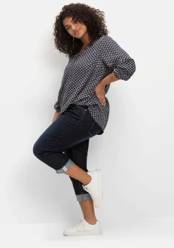 Schmale 7/8-Jeans mit Kontrasttape innen am Saum