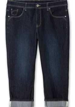 Schmale 7/8-Jeans mit Kontrasttape innen am Saum