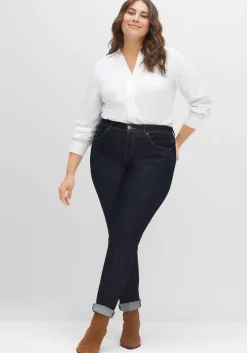 Schmale Jeans mit Kontrastnähten