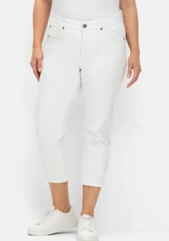 Schmale 7/8-Jeans mit Kontrasttape innen am Saum