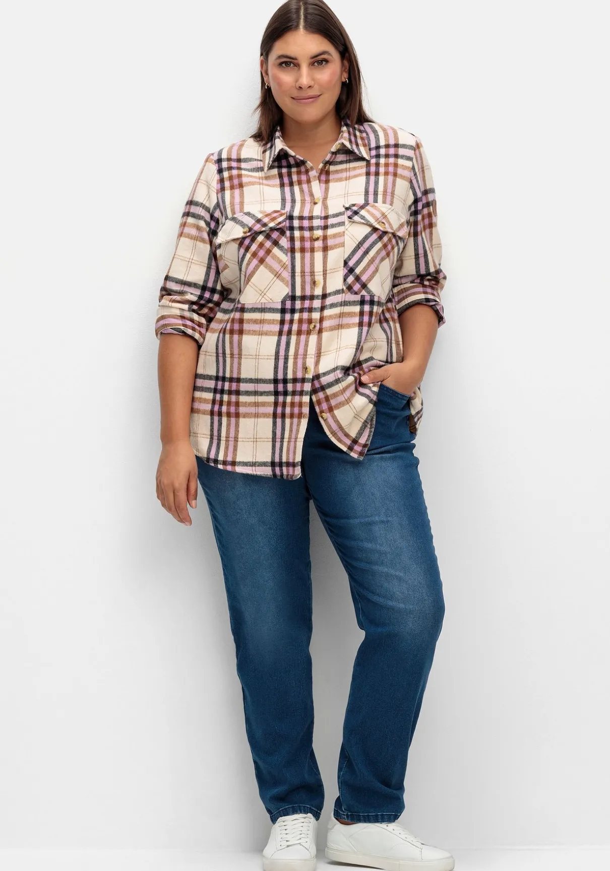 Schmale Jeans mit Rippstrick-Dehnbund