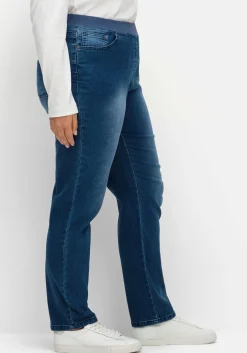 Schmale Jeans mit Rippstrick-Dehnbund