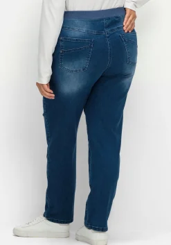 Schmale Jeans mit Rippstrick-Dehnbund