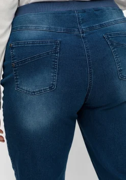 Schmale Jeans mit Rippstrick-Dehnbund