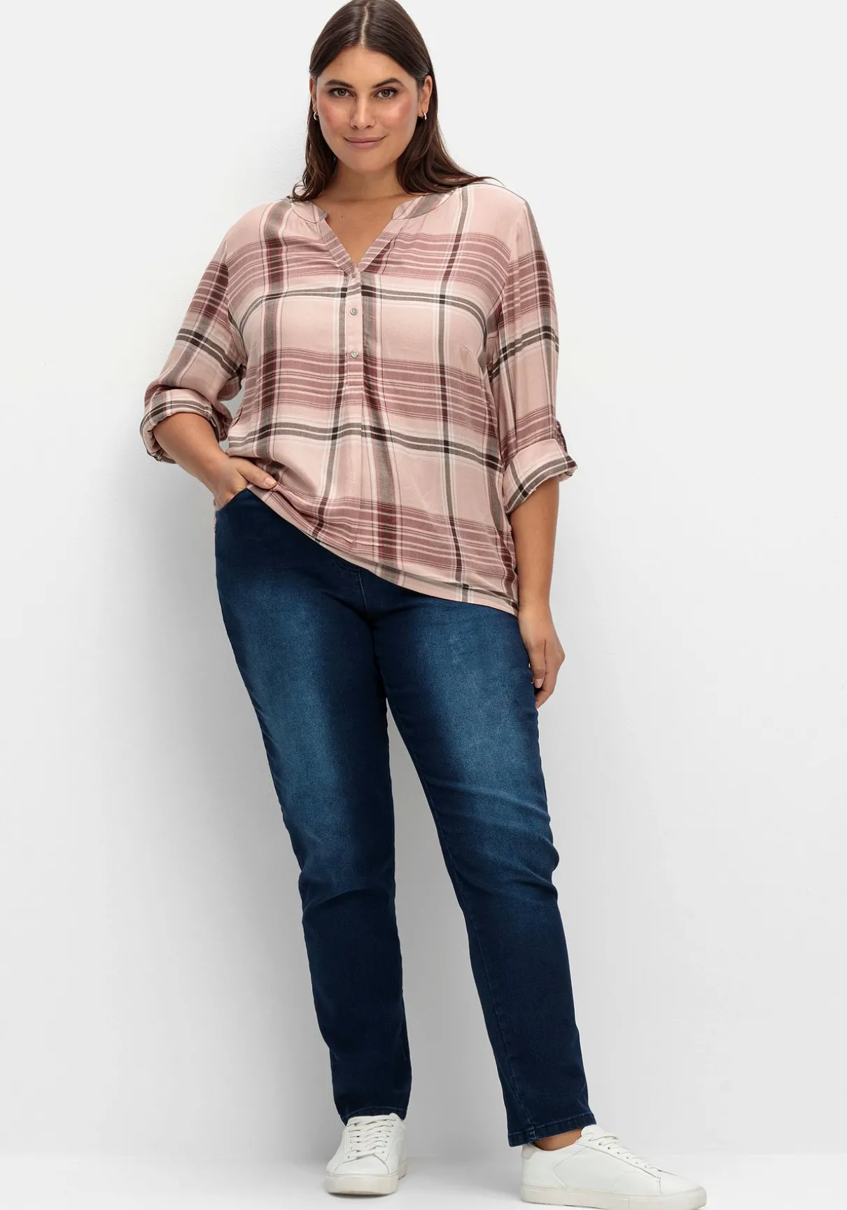 Schmale Jeans mit Rippstrick-Dehnbund