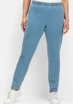 Schmale Jeans mit Stretchbund, ohne Taschen