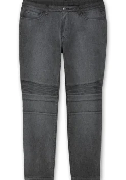 Schmale Jeans mit Ziernieten und Biesen