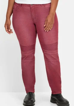 Schmale Jeans mit Ziernieten und Biesen