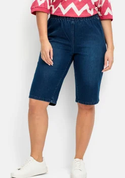 Schmale Jeans-Bermudas, mit Gummibund