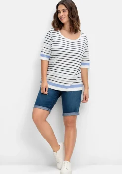 Schmale Jeans-Bermudas, mit Gummibund