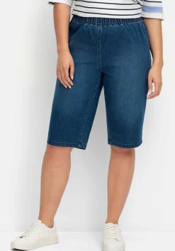 Schmale Jeans-Bermudas, mit Gummibund