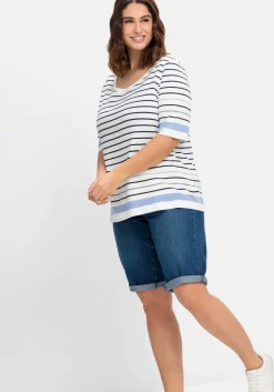 Schmale Jeans-Bermudas, mit Gummibund