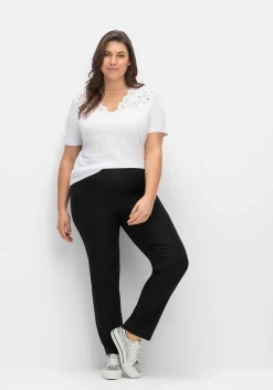 Schmale Stretchhose mit breitem Dehnbund