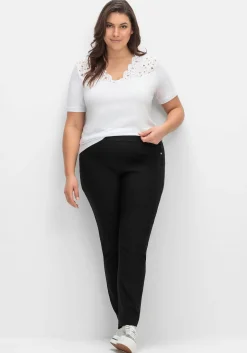 Schmale Stretchhose mit breitem Dehnbund