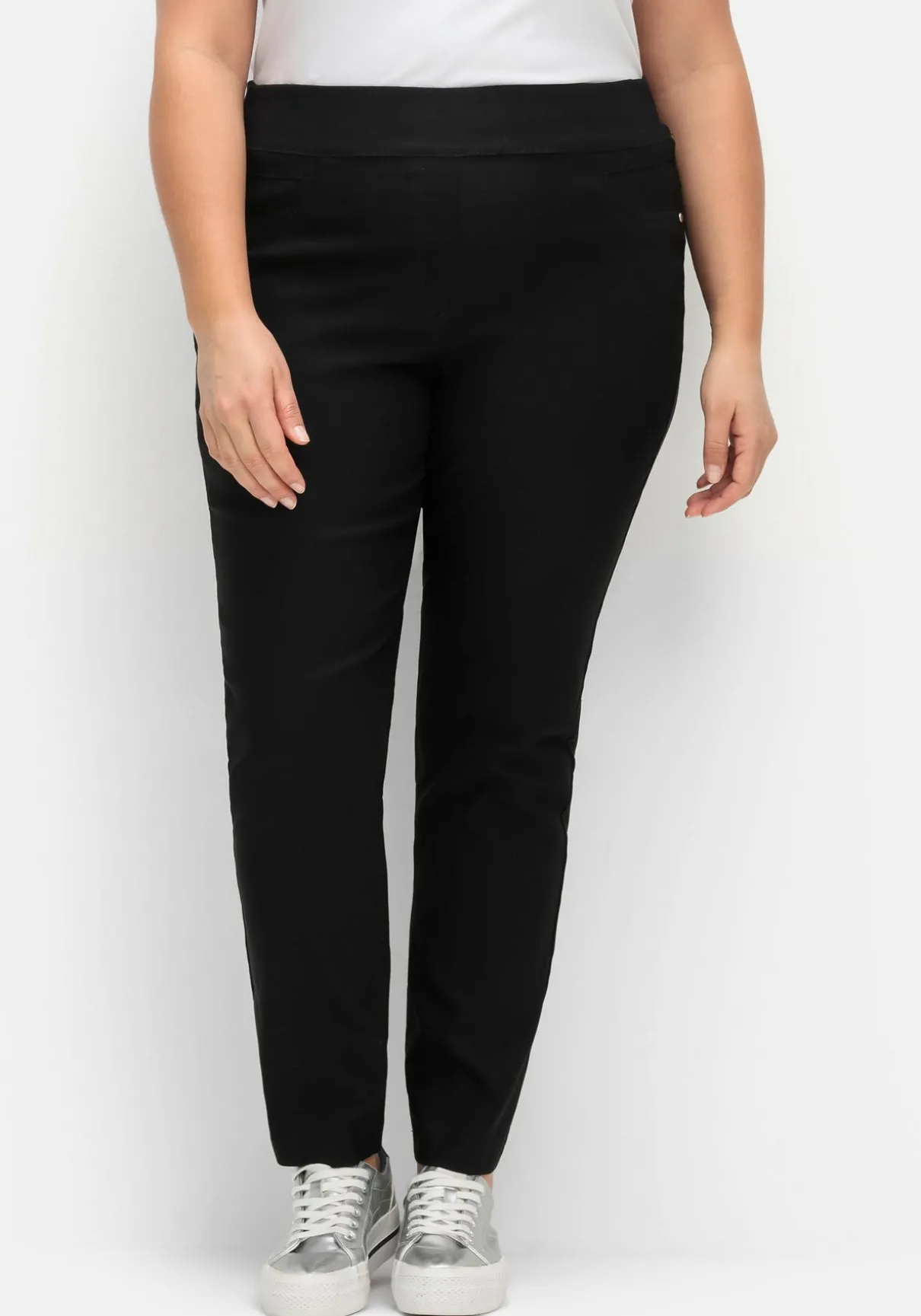 Schmale Stretchhose mit breitem Dehnbund