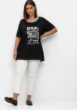 Schmale 7/8-Stretchhose mit elastischem Bund