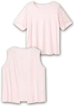 Set aus Spitzenshirt und Weste