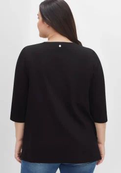 Shirt aus Jersey, mit V-Ausschnitt und Kellerfalte