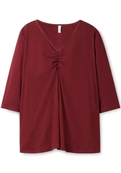 Shirt aus Jersey, mit V-Ausschnitt und Kellerfalte