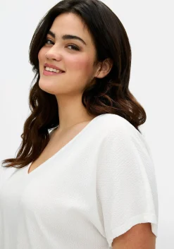 Shirt aus Struktur-Jersey, mit Gummizugsaum