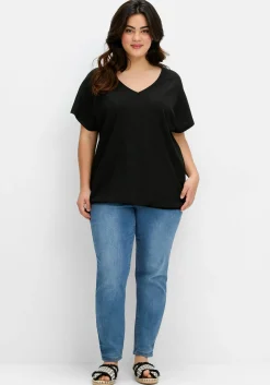 Shirt aus Struktur-Jersey, mit Gummizugsaum