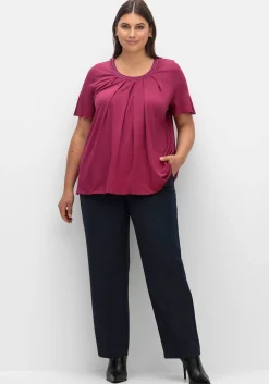 Shirt in A-Linie mit dekorativer Blende, aus Viskose-Jersey