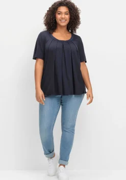 Shirt in A-Linie mit dekorativer Blende, aus Viskose-Jersey