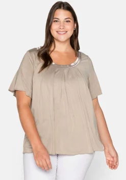 Shirt in A-Linie mit dekorativer Blende, aus Viskose-Jersey