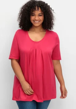 Shirt in A-Linie, mit Kellerfalten am Ausschnitt