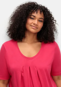 Shirt in A-Linie, mit Kellerfalten am Ausschnitt