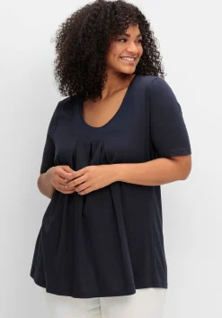 Shirt in A-Linie, mit Kellerfalten am Ausschnitt