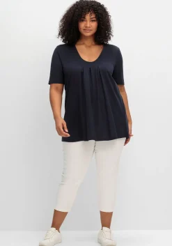 Shirt in A-Linie, mit Kellerfalten am Ausschnitt