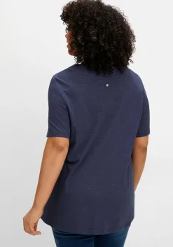 Shirt in A-Linie, mit V-Ausschnitt und Kellerfalte