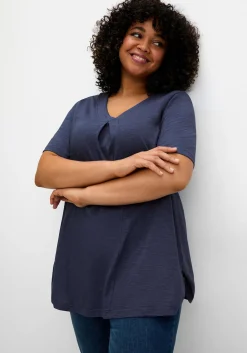 Shirt in A-Linie, mit V-Ausschnitt und Kellerfalte