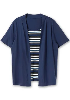 Shirt in 2-in-Optik, mit gestreiftem Einsatz