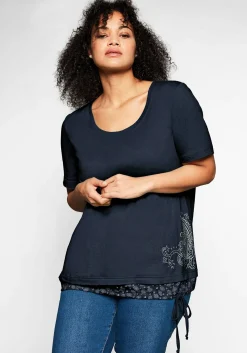 Shirt in 2-in-1-Optik mit Print und Tunnelzug