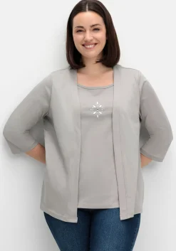 Shirt in 2-in-Optik, mit 3/4-Ärmeln und Glitzerdetail