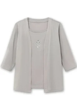 Shirt in 2-in-Optik, mit 3/4-Ärmeln und Glitzerdetail