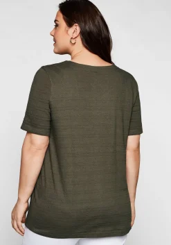 Shirt in Jacquard-Optik, Bindeband am Ausschnitt