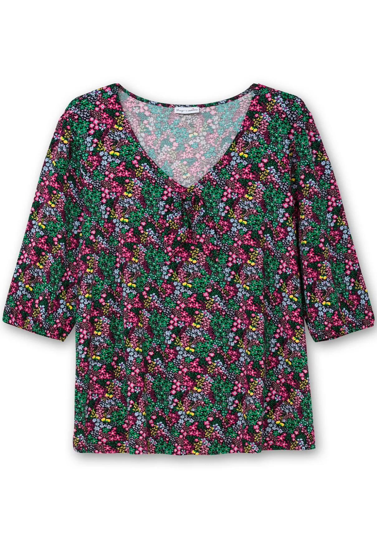 Shirt mit Allover-Blumendruck und tiefem Ausschnitt